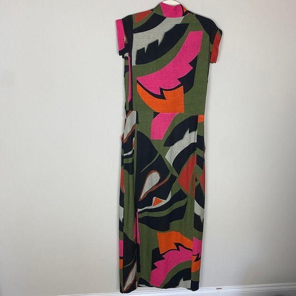 Osklen Foliage Print Maxi Wrap Dress Abstract Print Sleeveless Womens Large - Picture 2 of 10